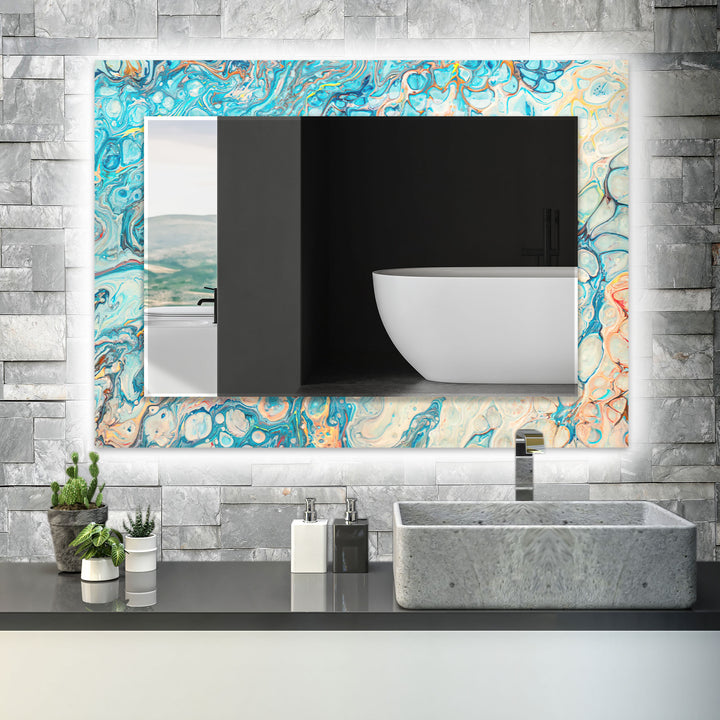 Blue & Silver Marble Wall Mirrors Black Wall Mirror
