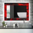 Red Round Tempered Glass Wall Mirror