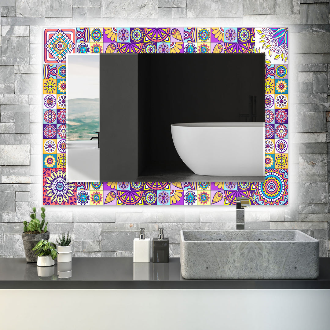 Colored Mosaic Wall Mirrors Blue Mirror
