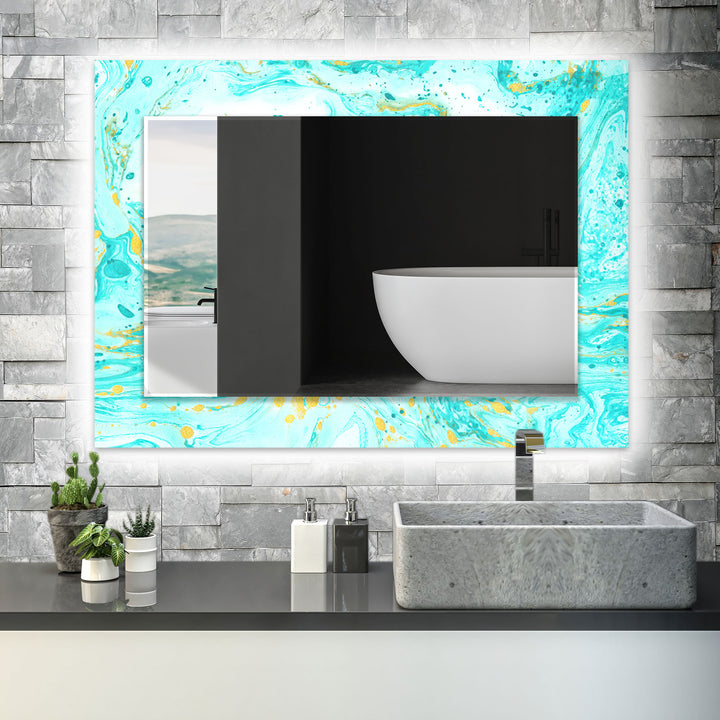 Turquoise Marble Wall Mirror Bedroom Mirror
