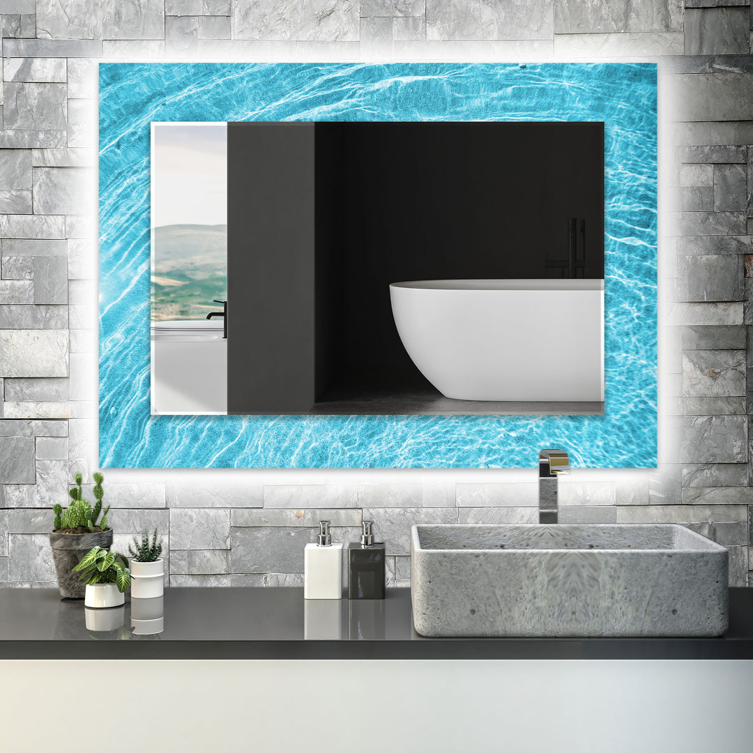 Blue Sea Waves Wall Mirrors long mirror
