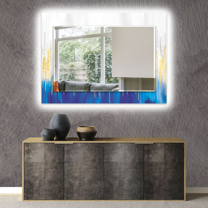 Marble White & Blue Golden Wall Mirror Modern Mirror
