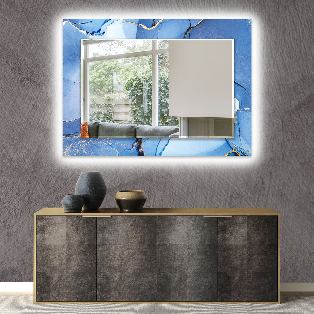 Abstract Blue Marble Wall Mirror huge mirror
