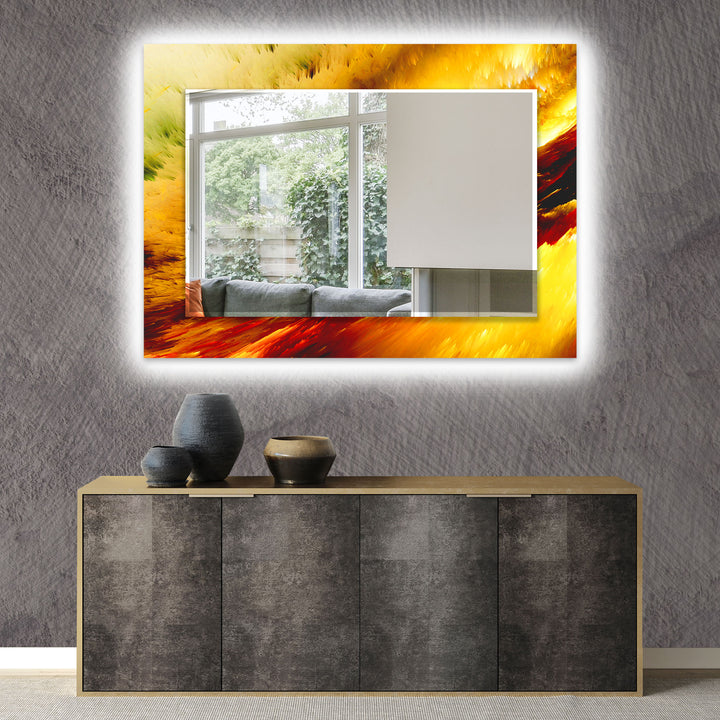 Orange & Beige Abstract Wall Mirrors wall mirror
