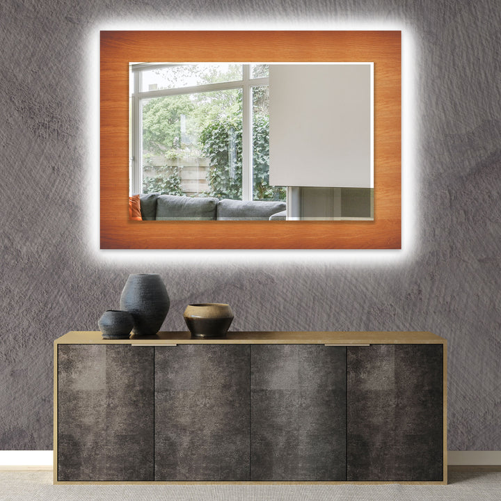 Wooden Brown Design Wall Mirror Decorative Mirror
