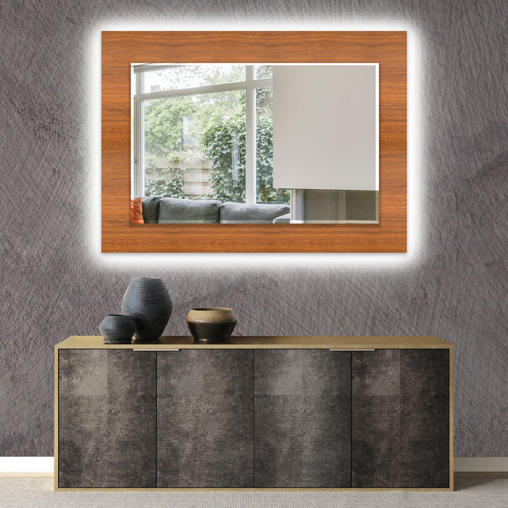 Dark Brown Wooden Design Wall Mirrors Long Mirror
