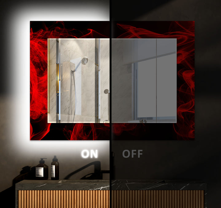 Black & Red Abstract Wall Mirror led mirrors
