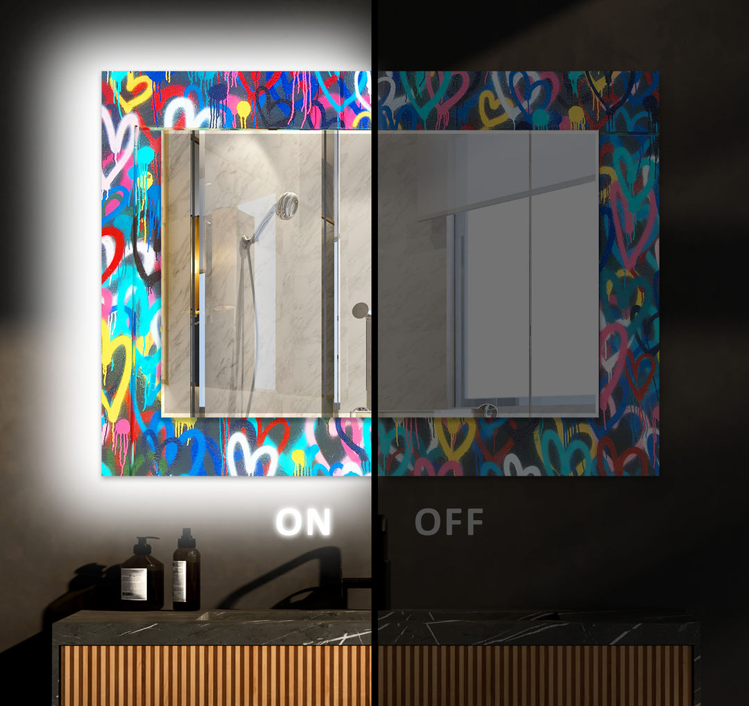 Abstract Colored Graffiti Wall Mirror mirror with frame
