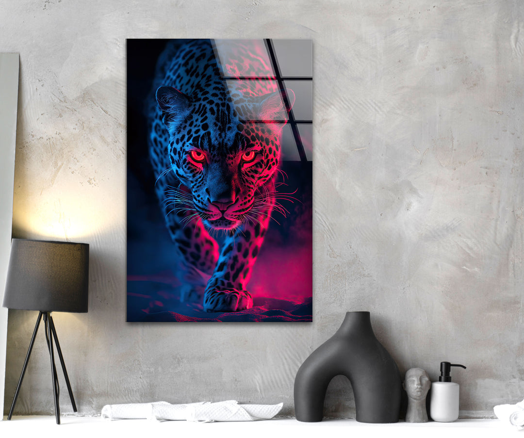 Leopard Pink & Black Glass Wall Art custom glass photo prints, large glass prints
