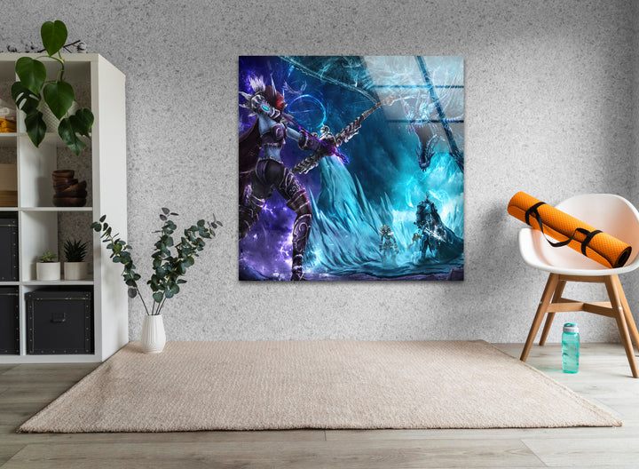 Lich King & Sindragosa Glass Wall Art stained glass wall art, stained glass wall decor
