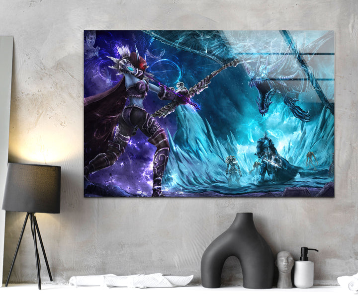 Lich King & Sindragosa Glass Wall Art glass wall decor, glass wall art decor
