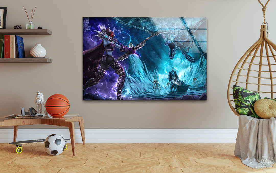 Lich King & Sindragosa Glass Wall Art custom glass photo prints, large glass prints
