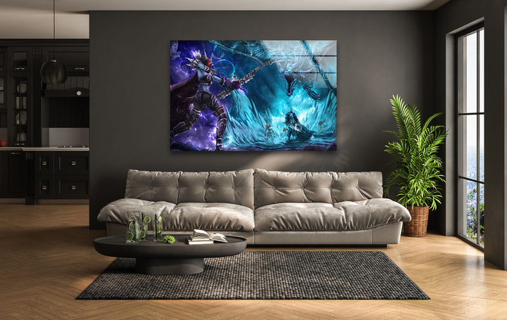 Lich King & Sindragosa Glass Wall Art glass art painting, glass art for the Wall
