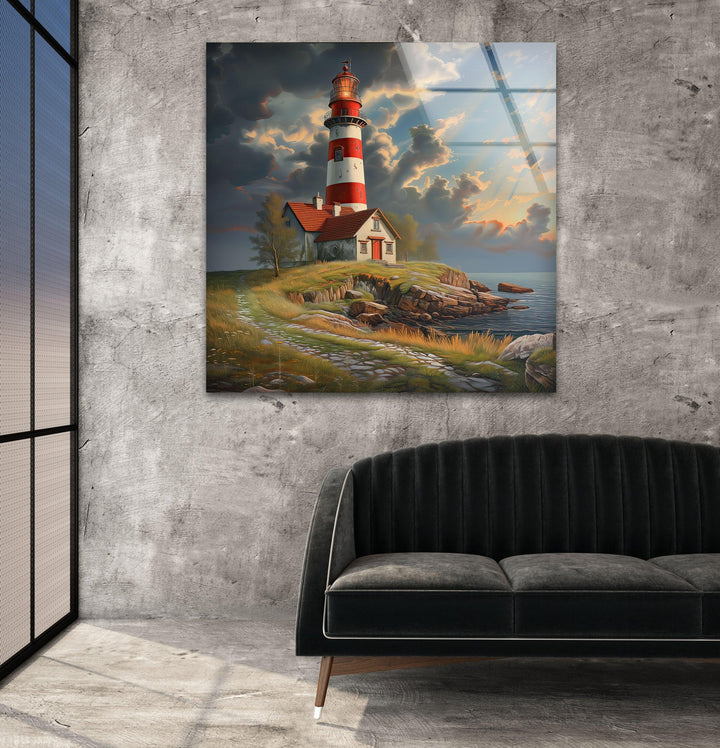 Lighthouse Glass Wall Art stained glass wall art, stained glass wall decor
