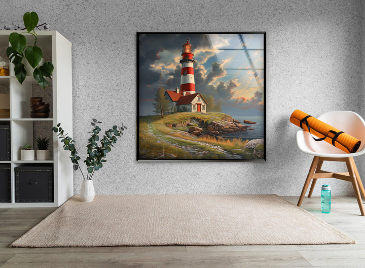 Lighthouse Glass Wall Art glass art painting, glass art for the Wall
