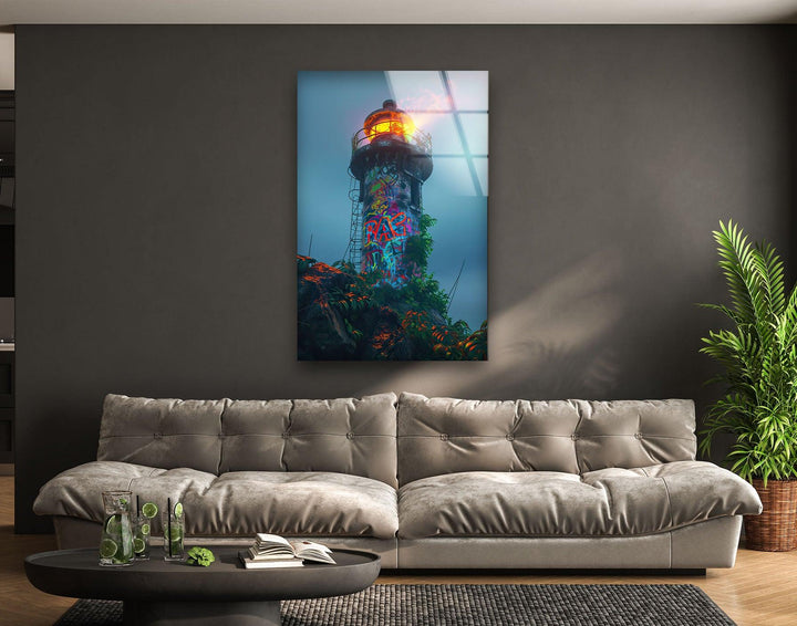 Lighthouse Graffiti Glass Wall Art art glass wall art, glass wall art pictures
