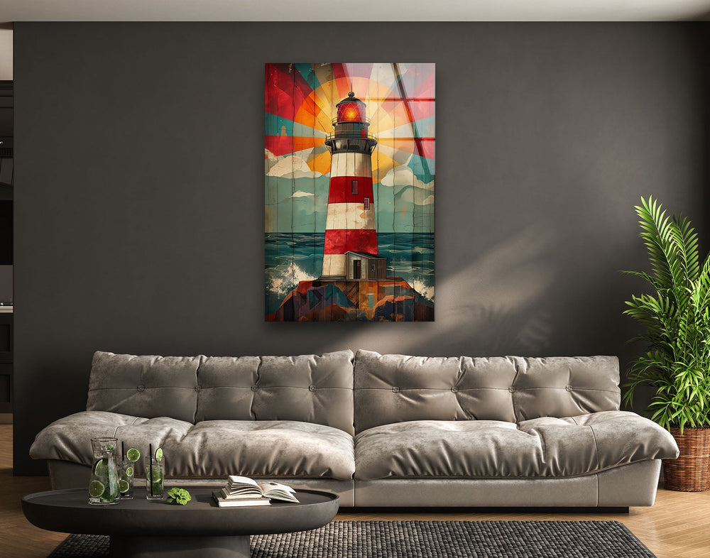 Lighthouse Painting Glass Wall Art glass pictures for Wall, glass prints wall art
