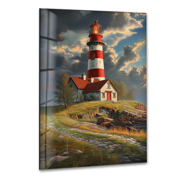 Lighthouse Glass Wall Art print picture on glass, Tempered Glass Wall Art
