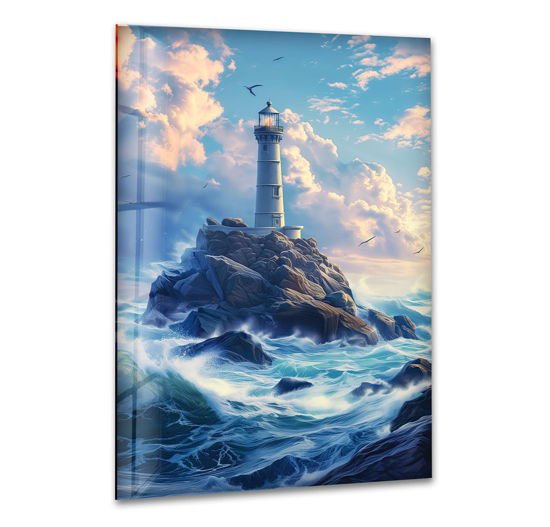 Lighthouse Blue Glass Wall Art glass photo prints, glass picture prints
