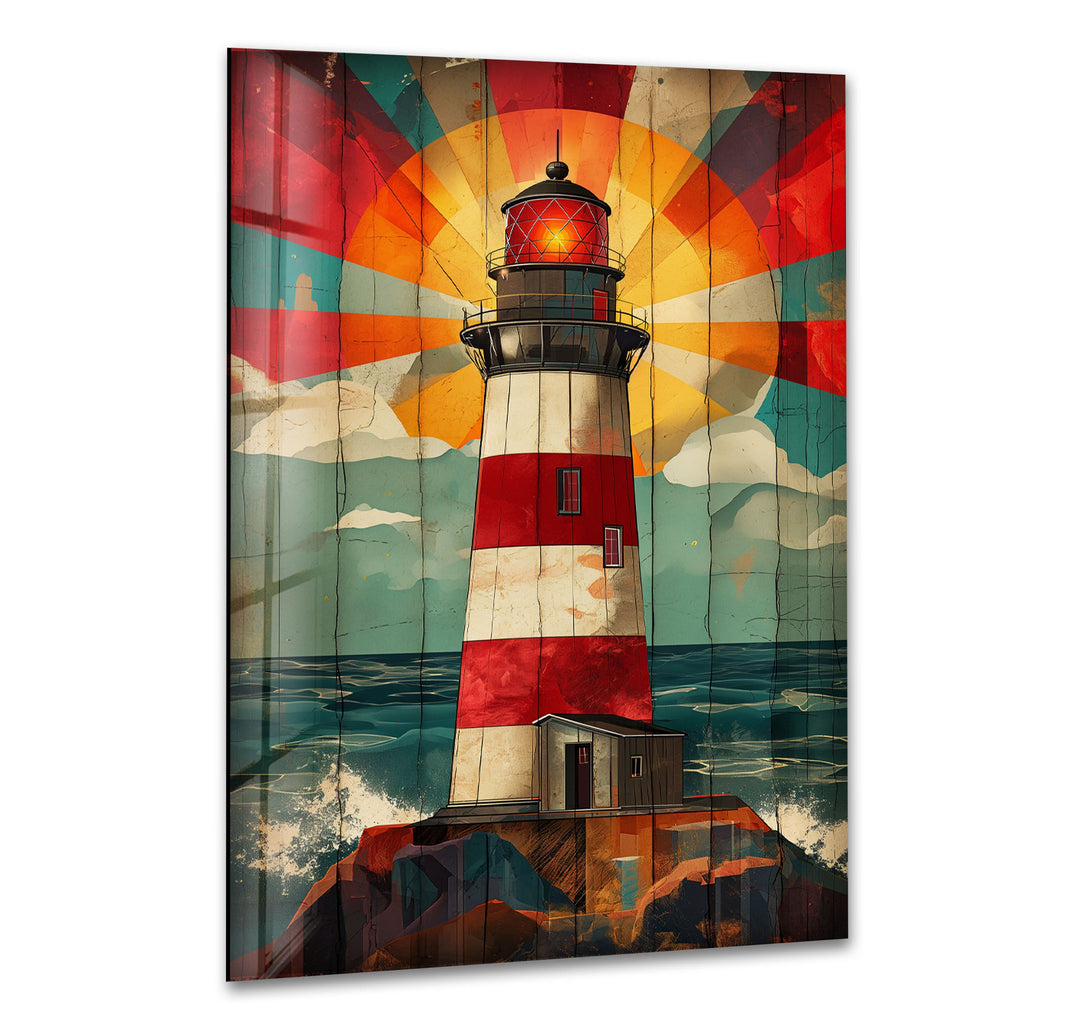 Lighthouse Painting Glass Wall Art glass image printing, glass prints from photos
