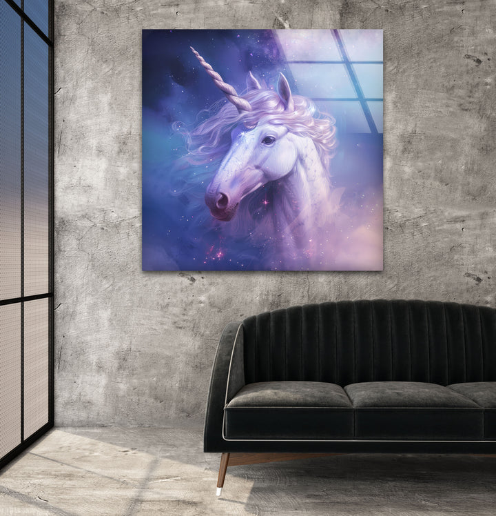 Lilac Unicorn Glass Wall Art, art glass wall art, glass wall art pictures