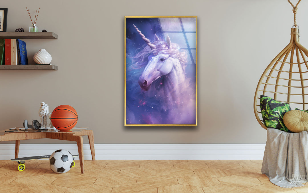 Lilac Unicorn Glass Wall Art, glass image printing, glass prints from photos