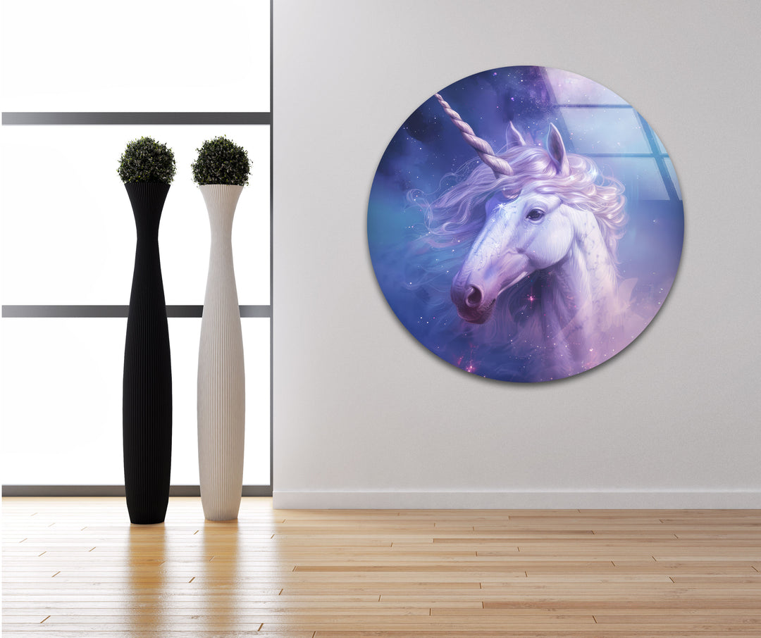 Lilac Unicorn Glass Wall Art, Glass Printing Wall Art, Print photos on glass