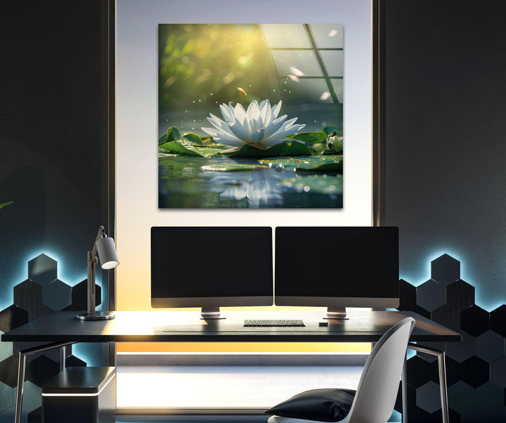 Lily Pad Glass Wall Art photo print on glass, prints on glass wall art
