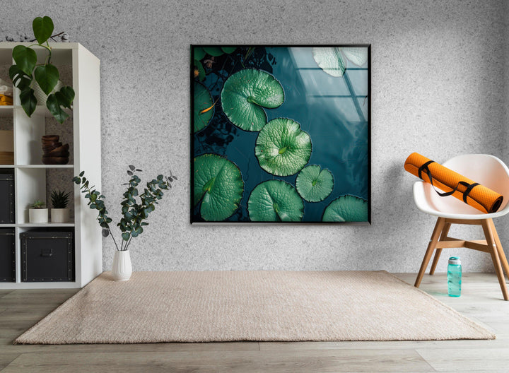 Lily Pad Green Glass Wall Art glass pictures for Wall, glass prints wall art
