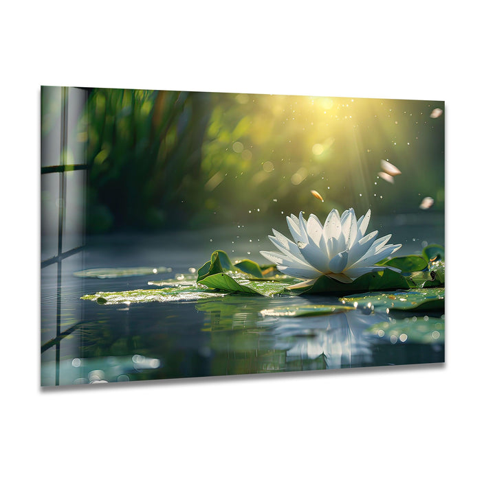 Lily Pad Glass Wall Art print picture on glass, Tempered Glass Wall Art
