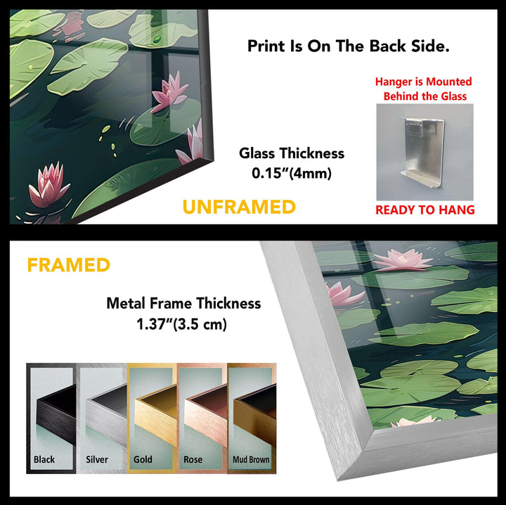 Lily Pad & Lotus Glass Wall Art