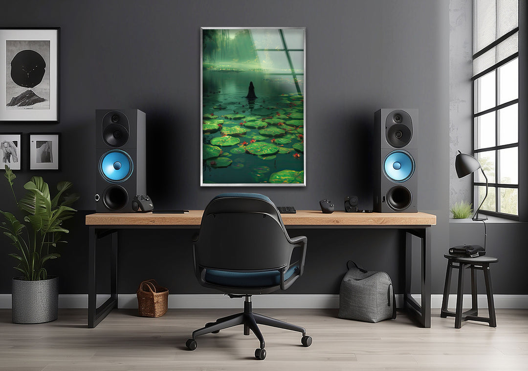 Lily Pad & Woman Glass Wall Art art glass wall art, glass wall art pictures
