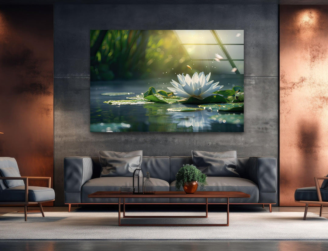 Lily Pad Glass Wall Art glass art painting, glass art for the Wall
