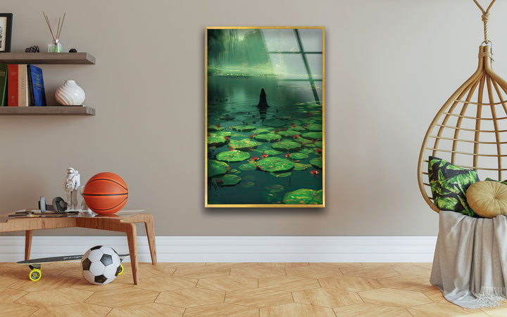 Lily Pad & Woman Glass Wall Art glass image printing, glass prints from photos
