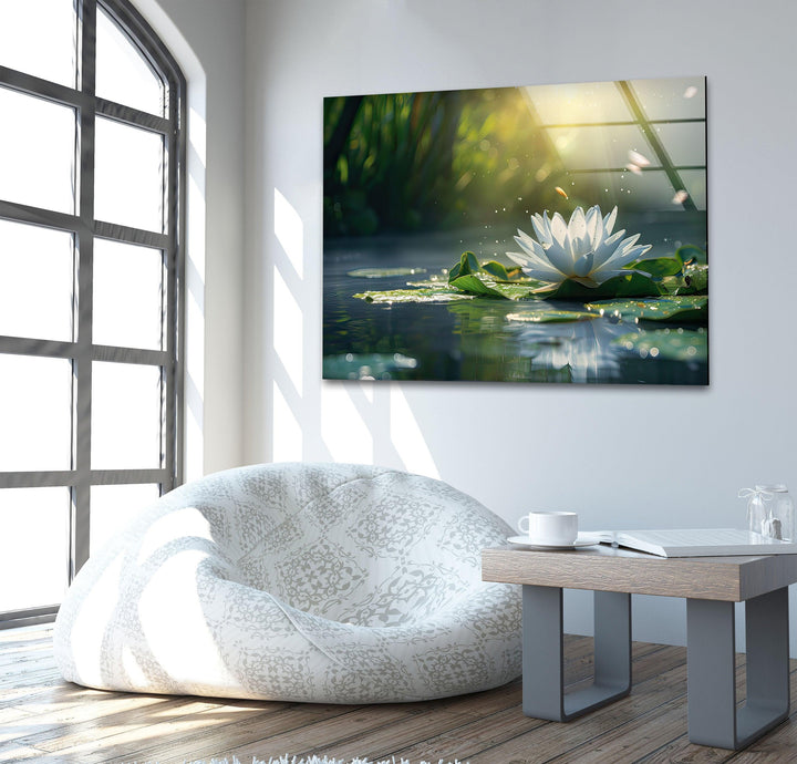 Lily Pad Glass Wall Art cglass photo prints, glass picture prints
