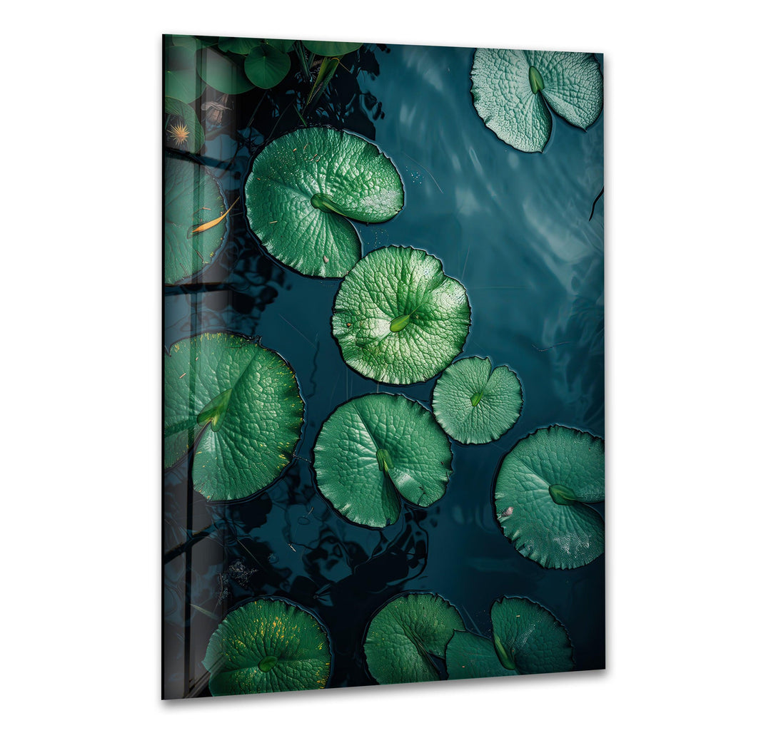 Lily Pad Green Glass Wall Art glass art painting, glass art for the Wall
