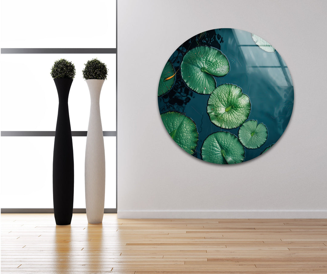 Lily Pad Green Glass Wall Art glass photo prints, glass picture prints
