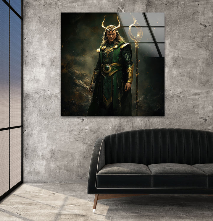 Gold Loki Glass Wall Art glass photo prints, glass picture prints
