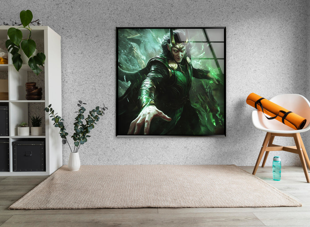 Loki Superhero Glass Wall Art glass art painting, glass art for the Wall
