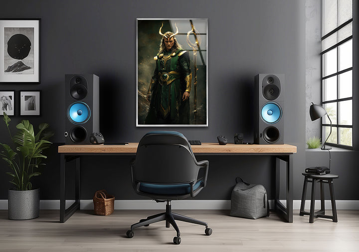 Gold Loki Glass Wall Art custom glass pictures, glass art prints
