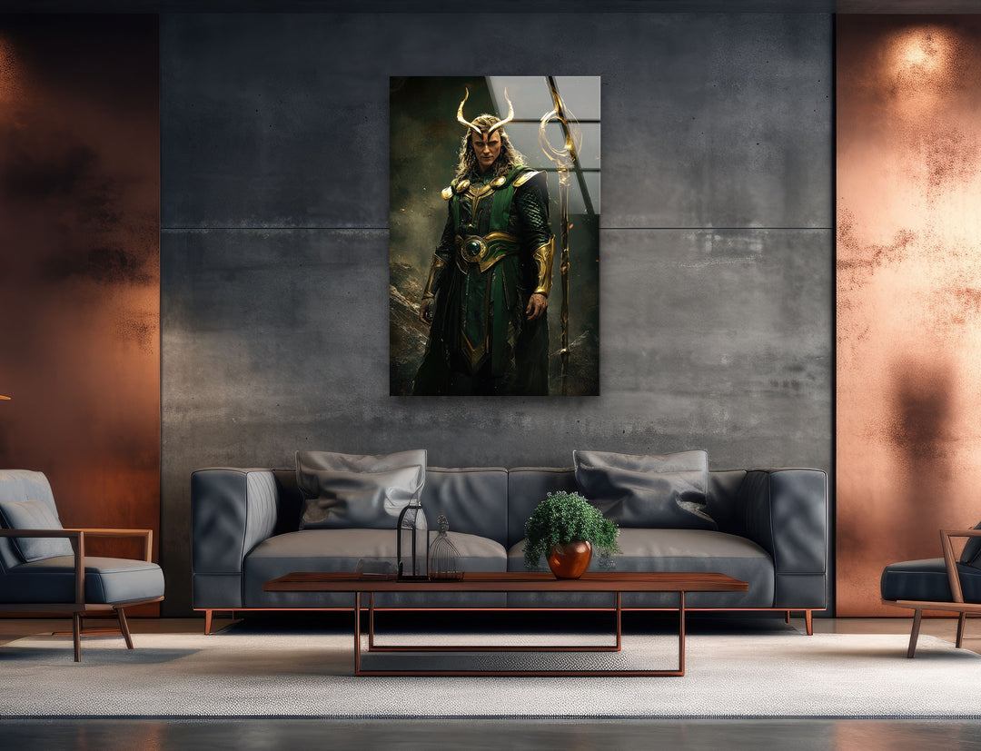 Gold Loki Glass Wall Art photo print on glass, prints on glass wall art
