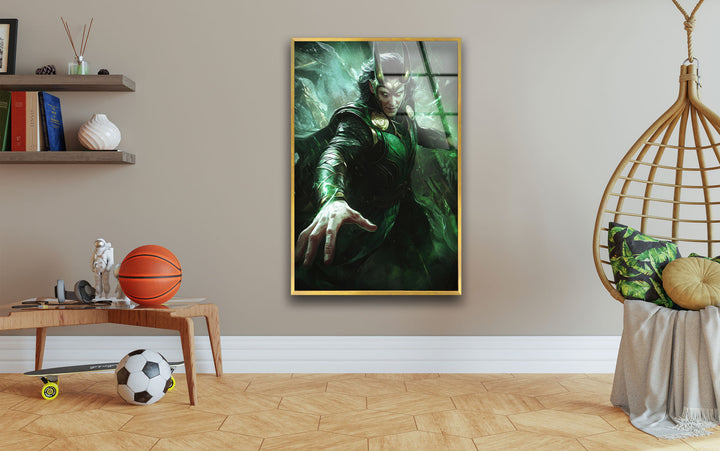 Loki Superhero Glass Wall Art custom glass pictures, glass art prints
