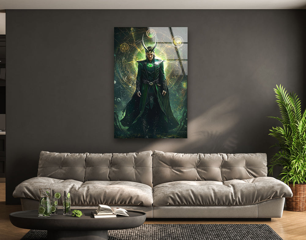 Loki Green Glass Wall Art custom glass pictures, glass art prints
