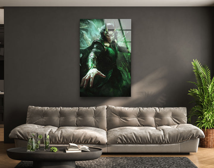 Loki Superhero Glass Wall Art glass wall decor, glass wall art decor
