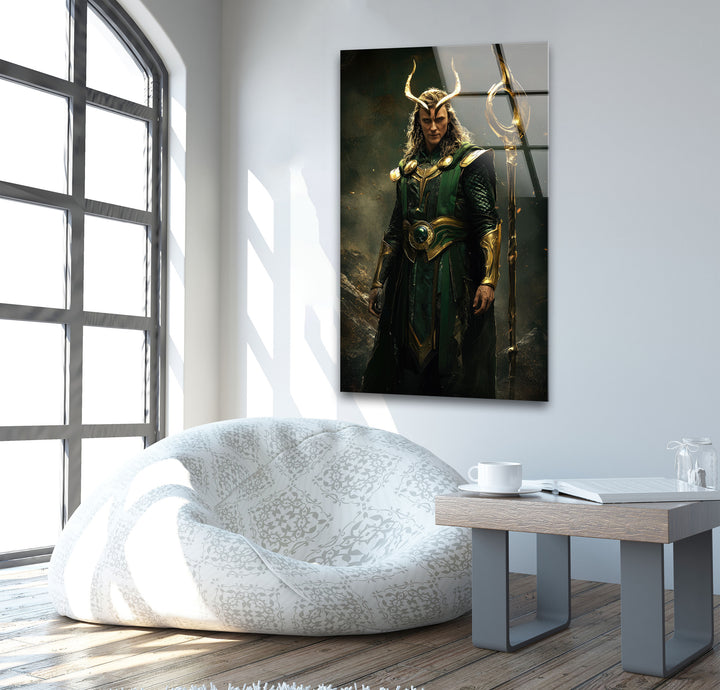 Gold Loki Glass Wall Art picture on glass wall art, photos printed on glass
