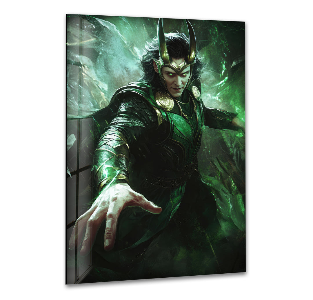 Loki Superhero Glass Wall Art print picture on glass, Tempered Glass Wall Art
