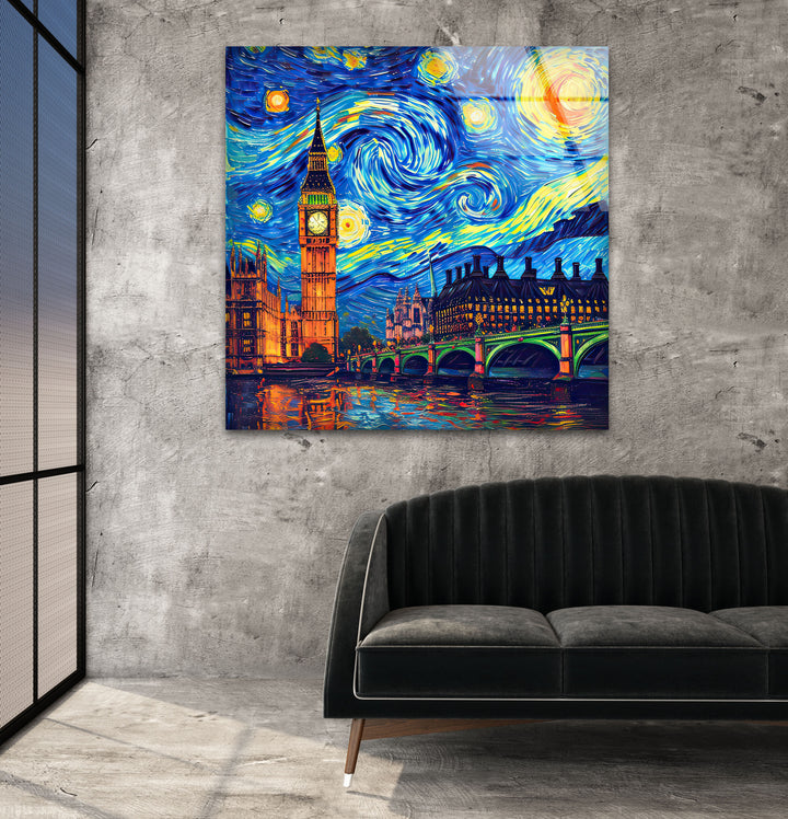 London Van Gogh Glass Wall Art Glass Printing Wall Art, Print photos on glass
