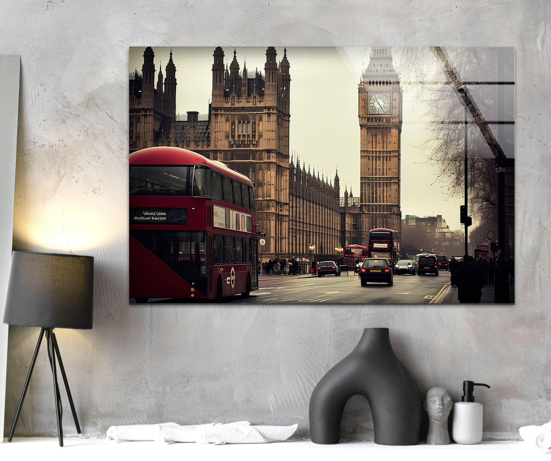 London Big Ben Landscape Glass Wall Art photo print on glass, prints on glass wall art
