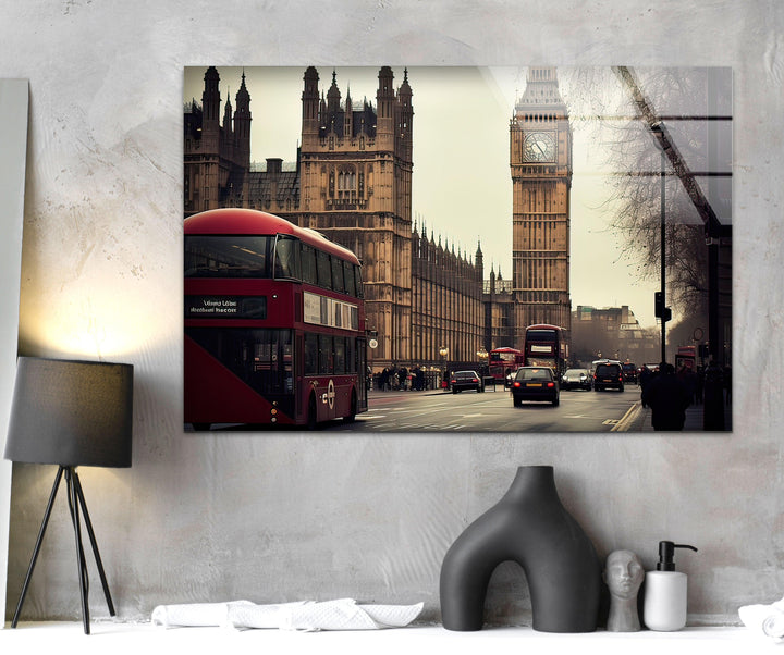 London Big Ben Landscape Glass Wall Art photo print on glass, prints on glass wall art
