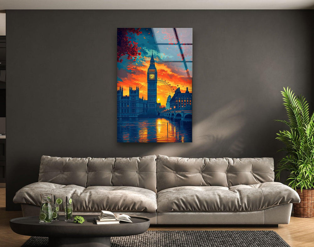 London Sunset Glass Wall Art Glass Printing Wall Art, Print photos on glass
